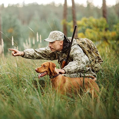 Hunter training his dog